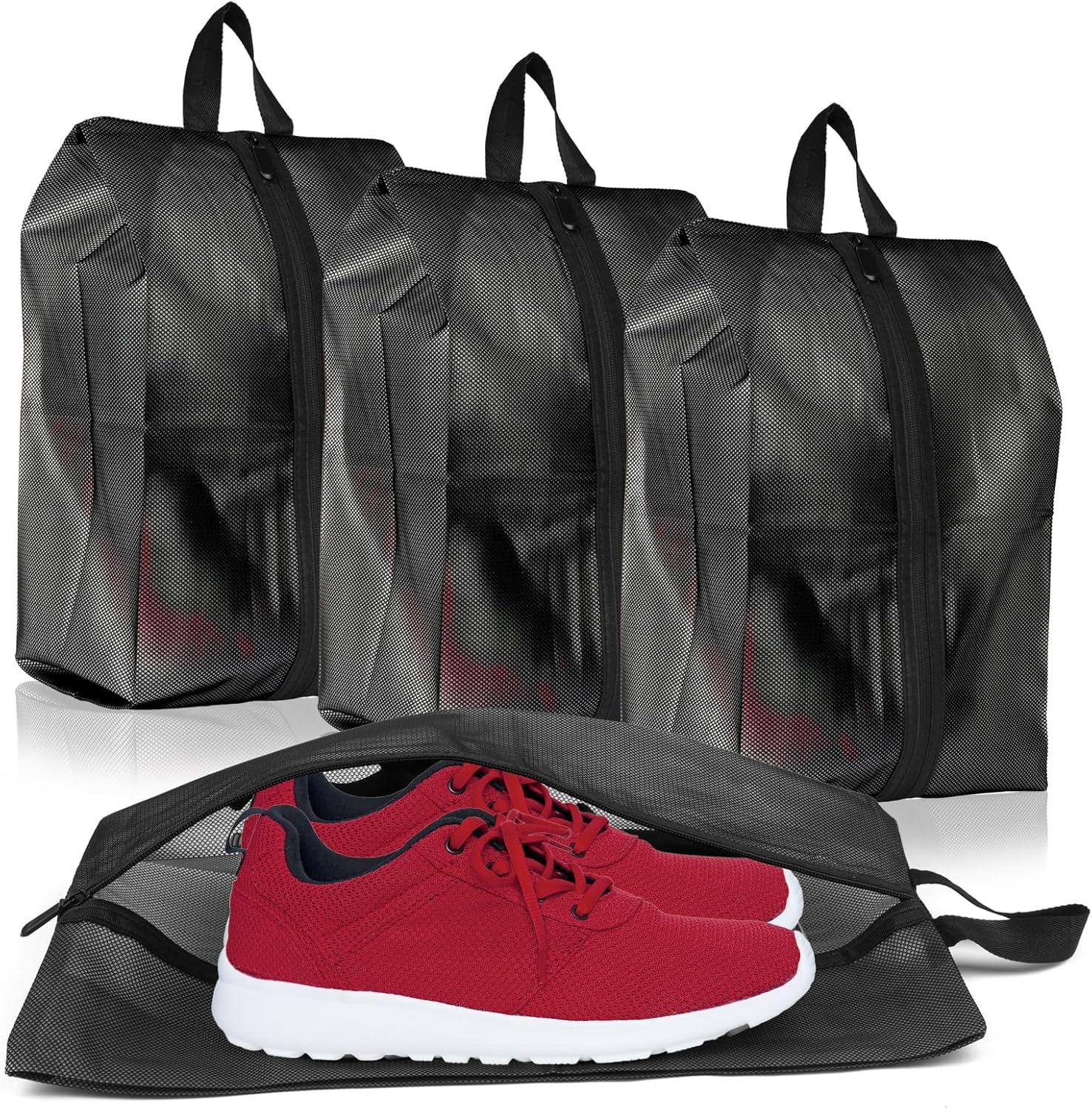 COIDEA Shoe Bags for Travel, Set of 4 Pack Shoe Travel Bags for Packing, Large Waterproof Portable Travel Shoe Bag with Zipper Travel Gym Soccer Sneaker Golf Dance Essentials for Women and Men